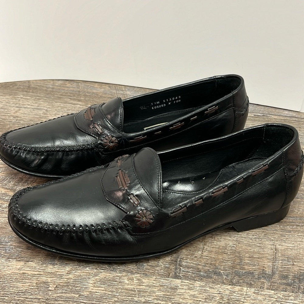 Bragano Men’s Two Tone Woven Leather Loafers Size 11 M